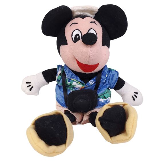 Disney Store Mickey Mouse Tourist Mouse Bean Bag Plush 8" Rare Retired - Picture 11 of 11